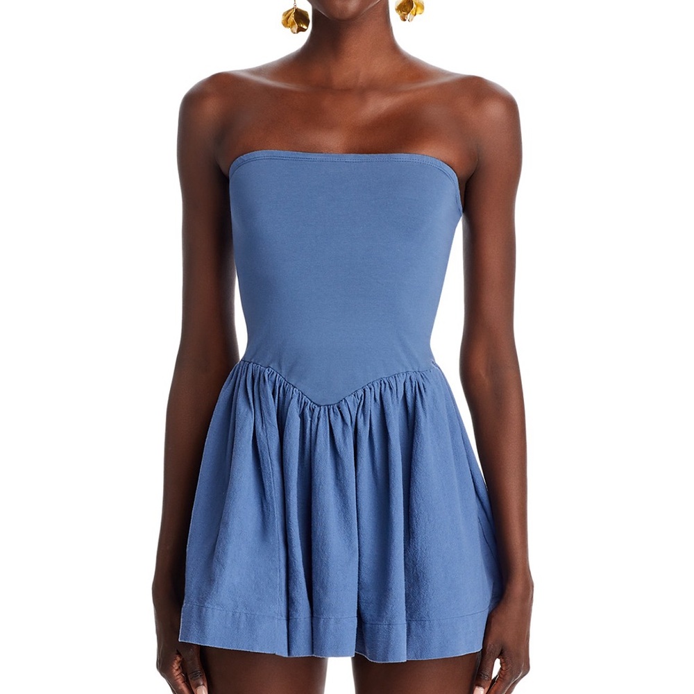 Free People Strapless Mini Dress in Periwinkle Blue